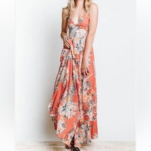 Free People Floral Maxi Dress - Orange and White